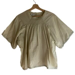 Kinga Scilla x Free People Doen Style Bell Sleeve Embroidered Trim Blouse Top 6